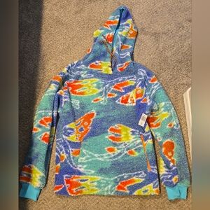 NWT Disney Parks Hoodie Adult Blue Green Avatar Pandora Animal Fleece, sherpa